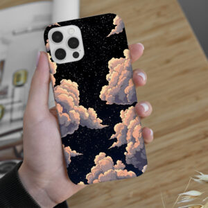 قاب گوشی شب پر از ستاره و ابر