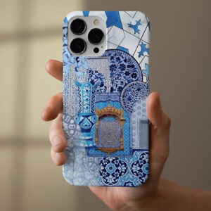 پیش نمایش طرح بر روی قاب کاشی کاری فیروزه ای